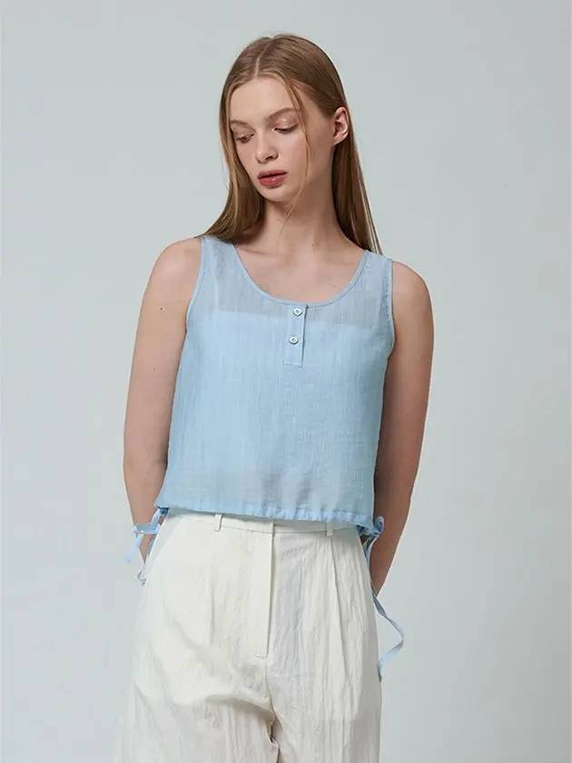 Soft see-through string sleeveless blouse blue - PINBLACK - BALAAN 4