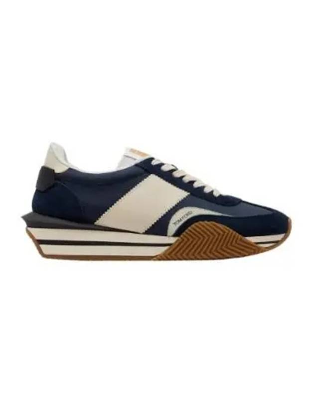 Logo James Panel Low Top Sneakers Navy - TOM FORD - BALAAN 2