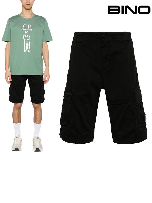 Stretch Satin Cargo Shorts Black - CP COMPANY - BALAAN 2