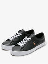 Logo Leather Low Top Sneakers Black - POLO RALPH LAUREN - BALAAN 4