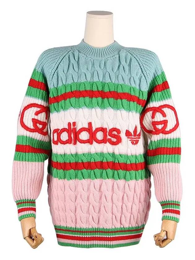 x Adidas logo striped knit sweater 717722 XKCQ3 5429 - GUCCI - BALAAN 1