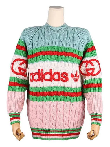 x Adidas logo striped knit sweater 717722 XKCQ3 5429 - GUCCI - BALAAN 1