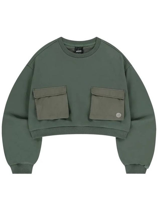 Double pocket crop sweatshirt khaki - OFFGRID - BALAAN 1