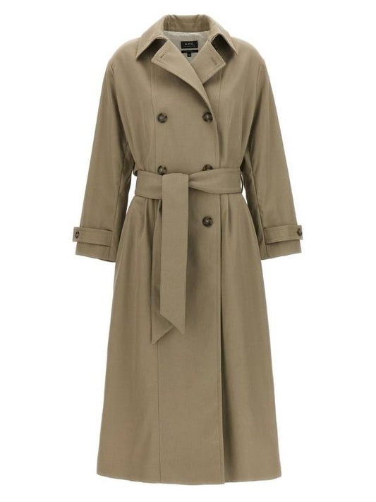 Double Brested Twill Cotton Trench Coat Beige - A.P.C. - BALAAN 1