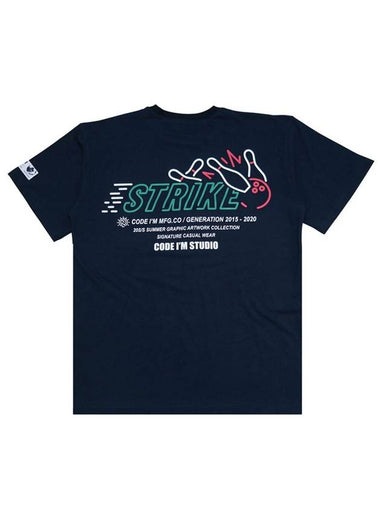 Bowling Strike Printing Overfit Short Sleeve T-Shirt Navy - CODE I'M - BALAAN 1