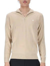 Kian Tour Merino Wool Zip Neck Knit Top Safari Beige - J.LINDEBERG - BALAAN 2