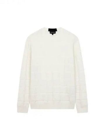 Men s square pattern crew neck knit cream 270605 - EMPORIO ARMANI - BALAAN 1