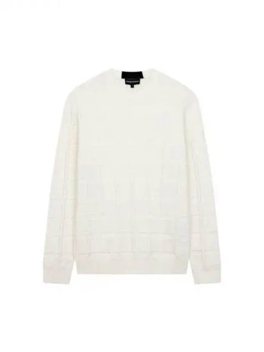 Men s square pattern crew neck knit cream 270605 - EMPORIO ARMANI - BALAAN 1