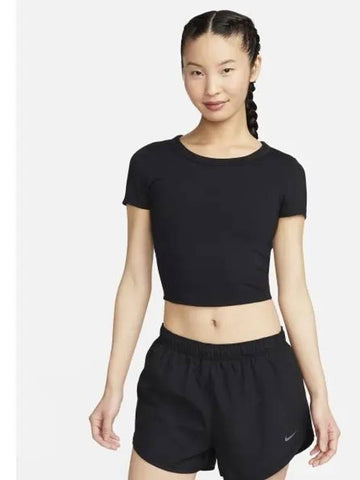 One fitted dry fit short sleeved crop top W black FN2805 010 - NIKE - BALAAN 1