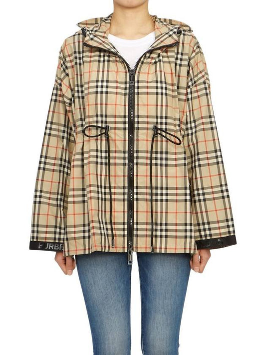 Women's Back-tone Check Zip-up Hooded Jacket Beige - BURBERRY - BALAAN 2