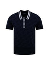 Women's Golf Aria Collar Monogram Knit Short Sleeve PK Shirt Navy - J.LINDEBERG - BALAAN 1