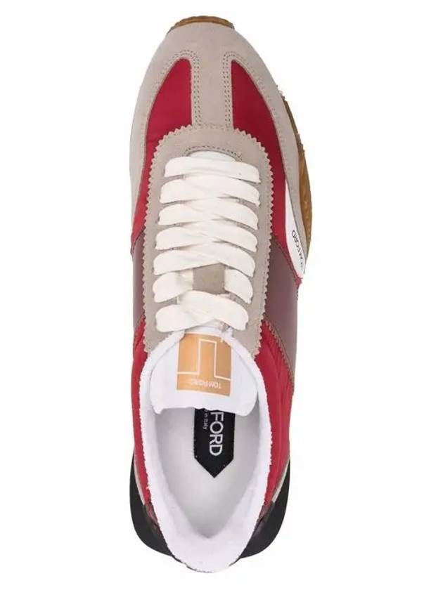 Men's James Logo Low Top Sneakers Red - TOM FORD - BALAAN 5