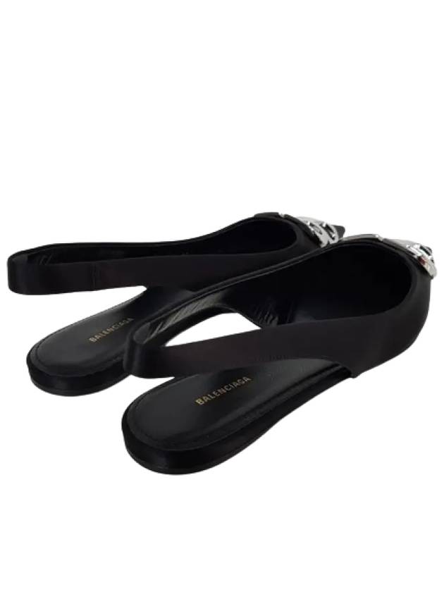 BB Logo Slingback Flat Black - BALENCIAGA - BALAAN 3