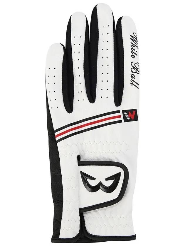 Golf Wear Striped Synthetic Leather Golf Gloves WB21SUWG02WH White - WHITEBALL - BALAAN 3