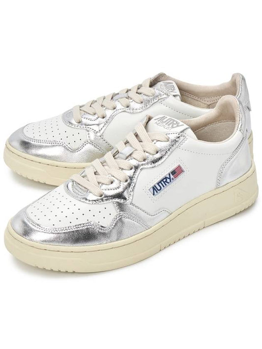 Men's Medalist Leather Low Top Sneakers Silver - AUTRY - BALAAN 2