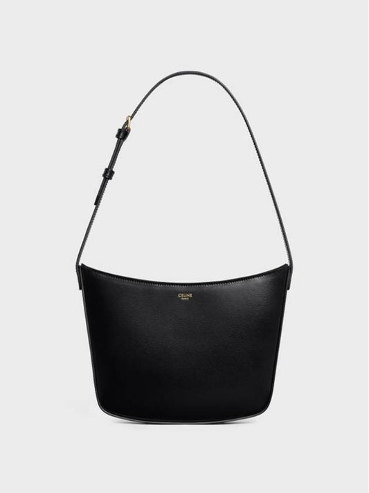 Medium Shiny Calfskin Croque Shoulder Bag Black - CELINE - BALAAN 2