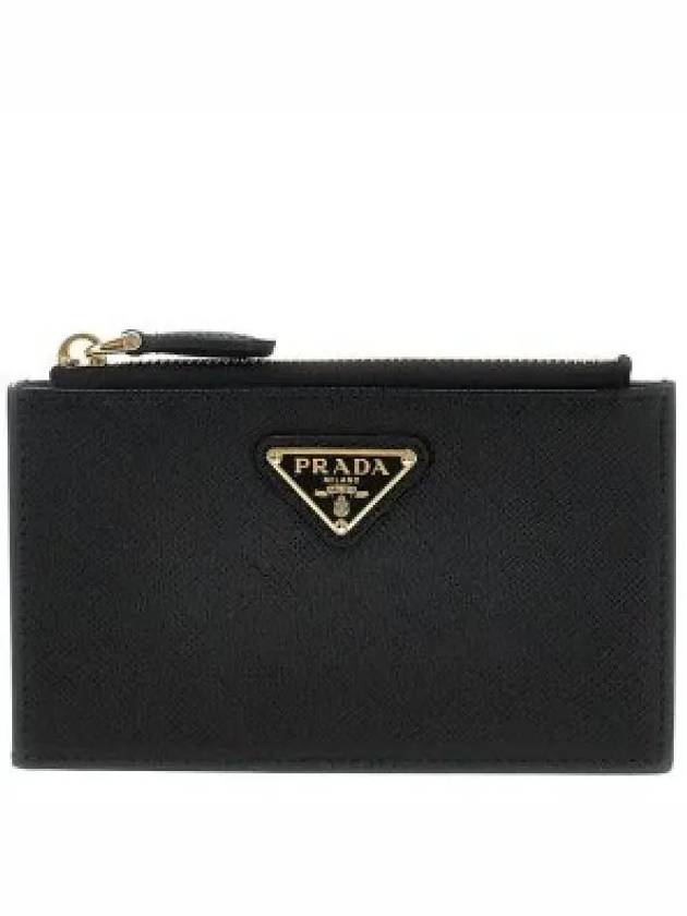 Saffiano Leather Card Wallet Black Silver - PRADA - BALAAN 2