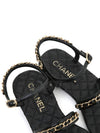 Black Gold Chain Quilted Strap Sandals Slippers G36934 - CHANEL - BALAAN 6