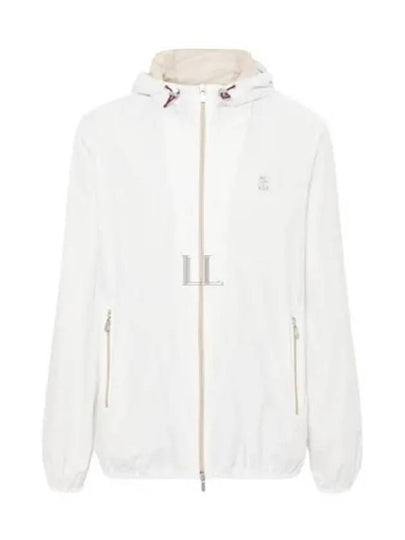 Embroidered Logo Zip-up Hoodie White - BRUNELLO CUCINELLI - BALAAN 2