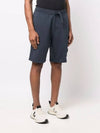 Men's Waffen Patch Cotton Fleece Bermuda Shorts Avio Blue - STONE ISLAND - BALAAN.