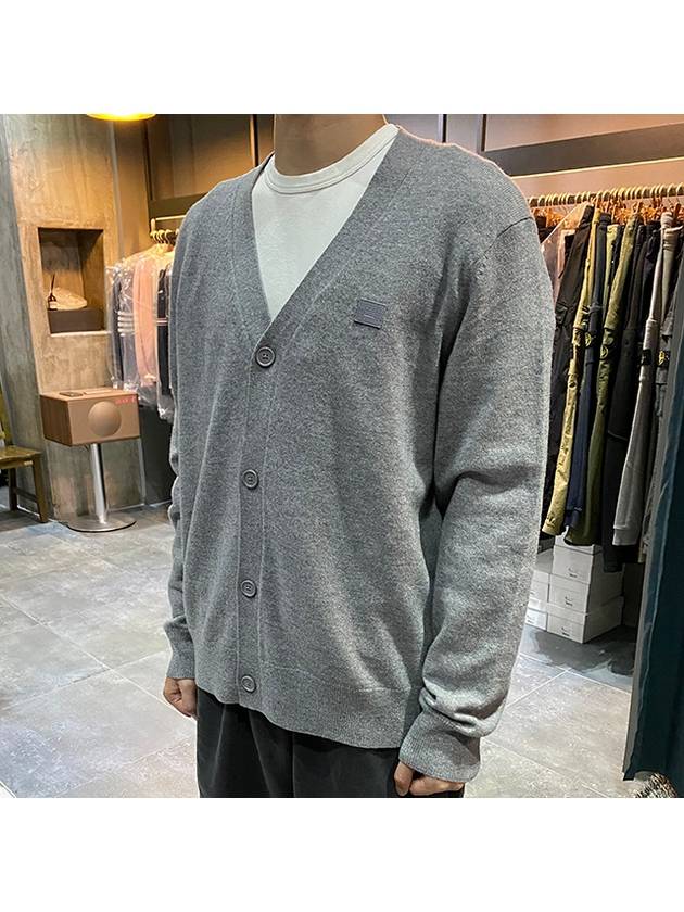 Keve Face Wool V-neck Cardigan Grey Melange - ACNE STUDIOS - BALAAN 4