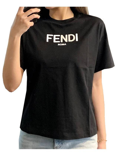 Kids Cotton Short Sleeve T-Shirt Black - FENDI - BALAAN 2