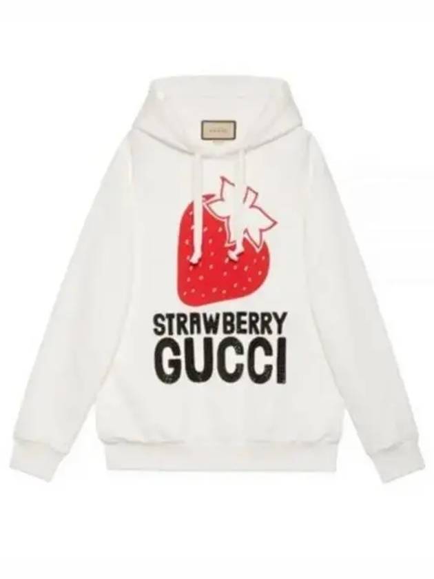 Strawberry Cotton Hoodie White - GUCCI - BALAAN 2