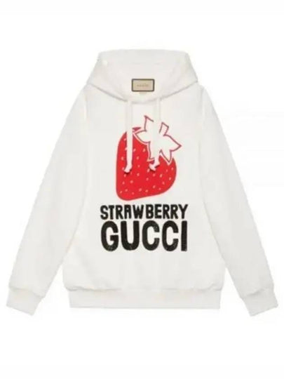 Strawberry Cotton Hoodie White - GUCCI - BALAAN 2