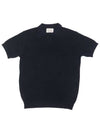 Honeycomb open collar knit NAVY - BLACKBROWN - BALAAN 1