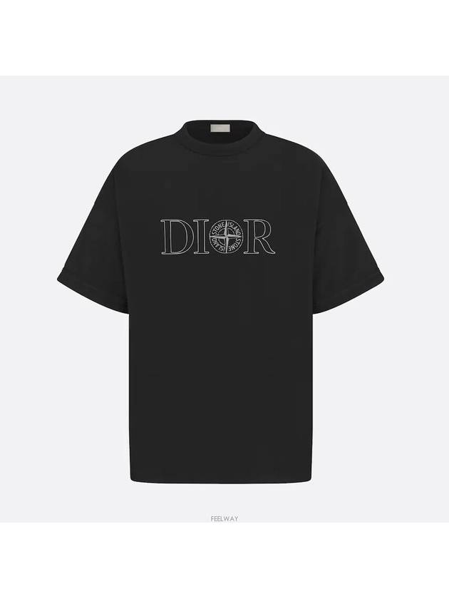 Oversized Fit Cotton Short Sleeve T-Shirt Black - DIOR - BALAAN 5