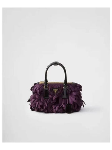 Satin patent leather Galleria mini bag plum black 291584 - PRADA - BALAAN 1