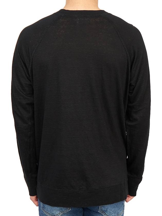 Kieffer Logo Print Linen Long Sleeve T-Shirt Black - ISABEL MARANT - BALAAN 5