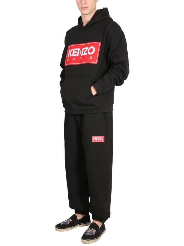 Paris Logo Patch Cotton Hoodie Black - KENZO - BALAAN 3