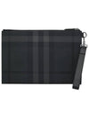 Check Large Zip Pouch Clutch Bag Charcoal - BURBERRY - BALAAN 4