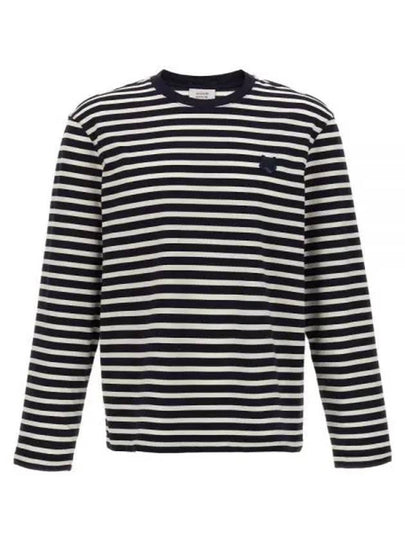 Fox Head Stripe Long Sleeve T-Shirt Navy - MAISON KITSUNE - BALAAN 2