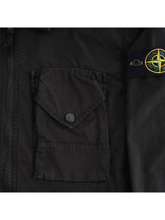 Stretch Cotton Gabardine Overshirt Jacket Black - STONE ISLAND - BALAAN 6