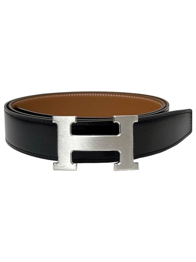 H Buckle 32MM Reversible Leather Belt Gris Moyen Noir Gold - HERMES - BALAAN 2