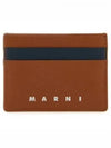 Debossed Logo Leather Card Wallet Brown - MARNI - BALAAN 2