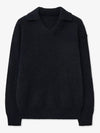 Open collar V neck knit black - BLONDNINE - BALAAN 6