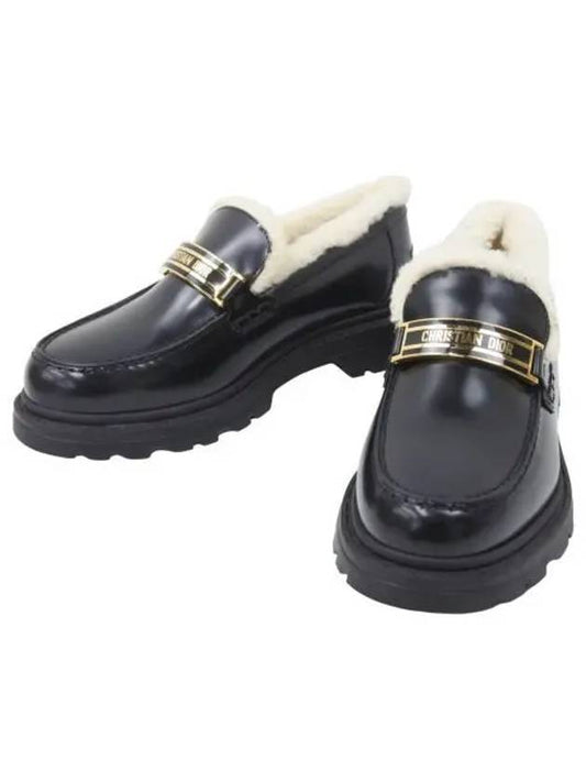 Code Brushed Calfskin Shearling Loafer Black - DIOR - BALAAN 2