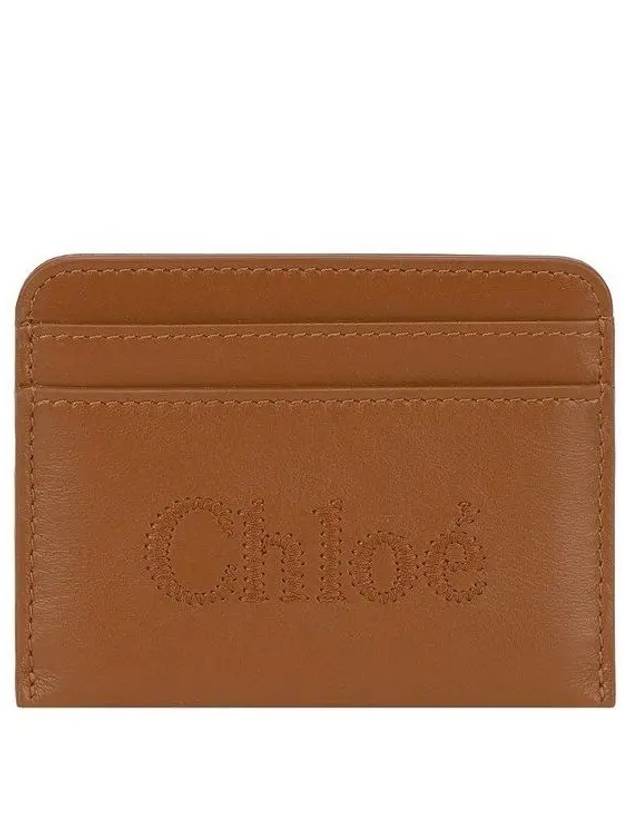 Sense Embroidered Logo Calfskin Card Wallet Brown - CHLOE - BALAAN 2