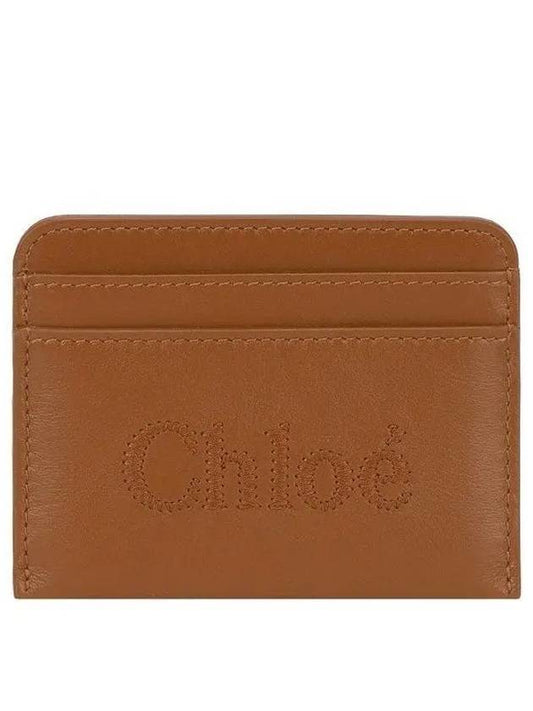 Sense Embroidered Logo Calfskin Card Wallet Brown - CHLOE - BALAAN 2