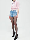 Wool Collar Short Sleeve Knit Top Pink - ALESSANDRA RICH - BALAAN 1