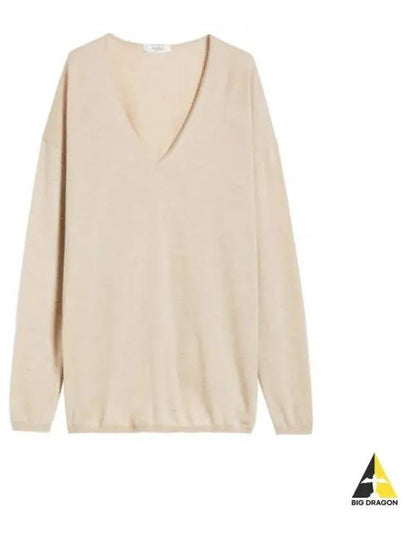 Freccia V-neck Cashmere Knit Top Beige - MAX MARA - BALAAN 2