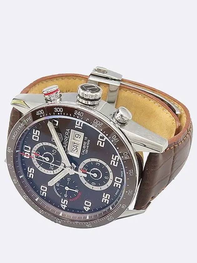 CV2A1S CARRERA Caliber 16 Brown Dial 43MM Day Date Chronograph See through Back Automatic Leather Band Men s Watch - TAG HEUER - BALAAN 2