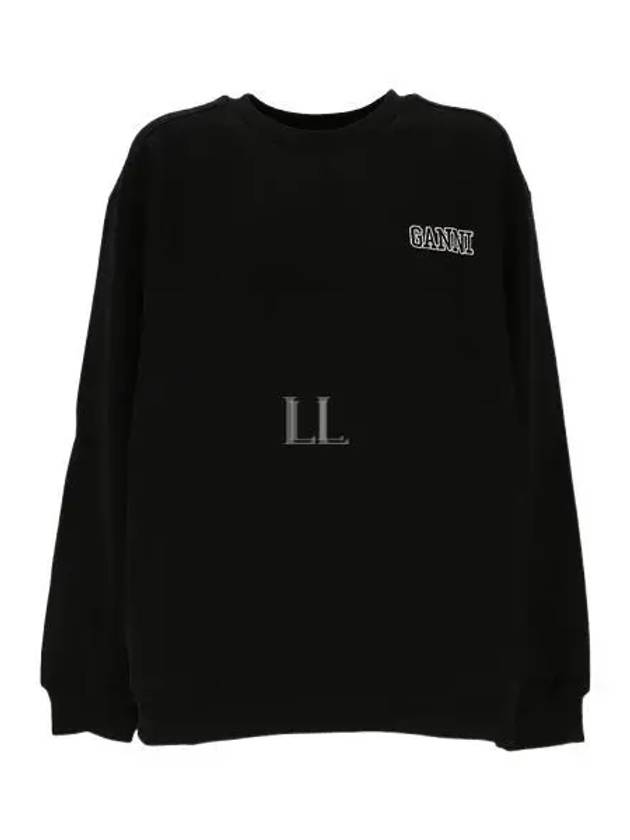 Embroidered Logo Cotton Sweatshirt Black - GANNI - BALAAN 2