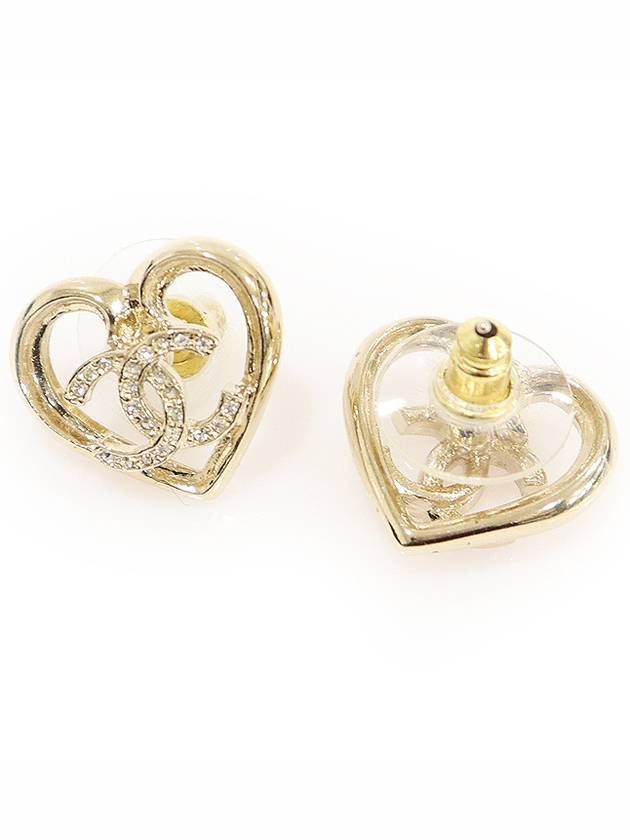 23C ABA103 light gold heart crystal CC logo earrings - CHANEL - BALAAN 4