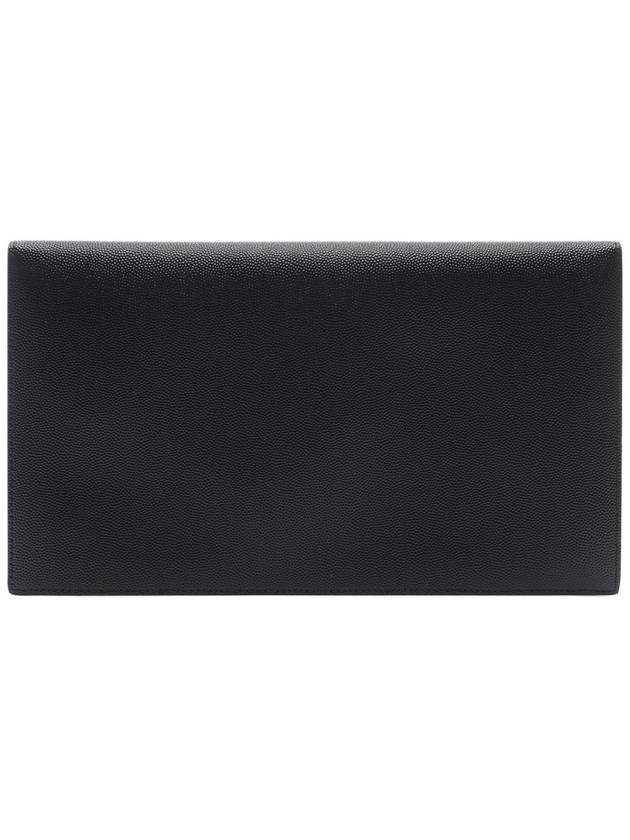 Uptown Grain de Poudre Embossed Leather Clutch Bag Black - SAINT LAURENT - BALAAN 5