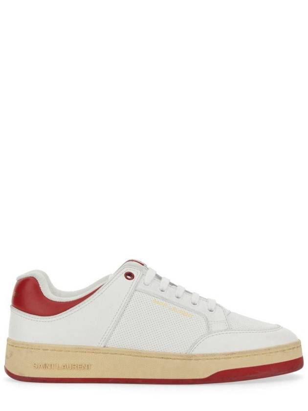 Logo Calf Leather Low Top Sneakers White - SAINT LAURENT - BALAAN 8