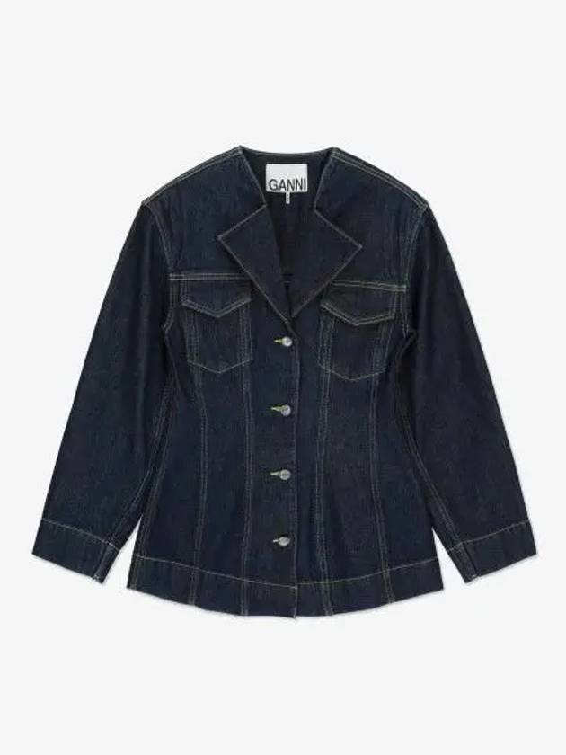 Hourglass Denim Jacket Indigo Blue - GANNI - BALAAN 2